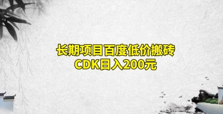 长期项目百度低价搬砖CDK，日入200-康仁安资源