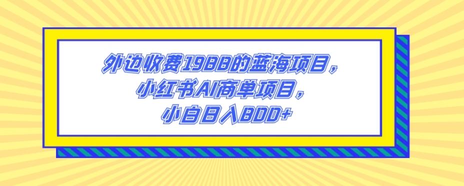 外边收费1988的蓝海项目，小红书AI商单项目，小白日入800+-康仁安资源