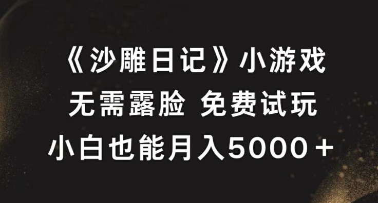 《沙雕日记》小游戏，无需露脸免费试玩，小白也能月入5000+【揭秘】-康仁安资源