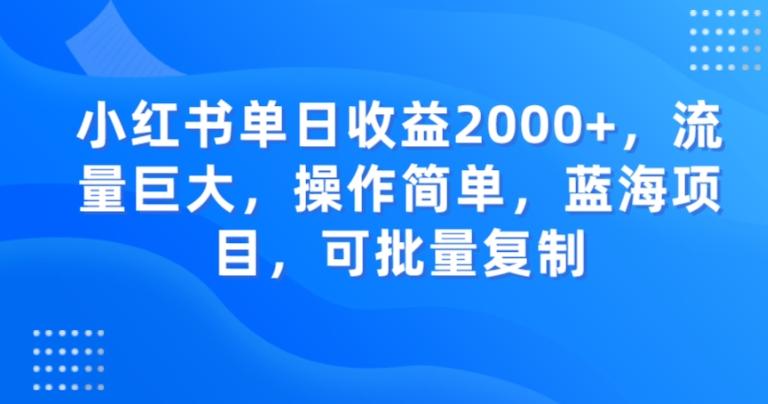 小红书单日收益2000+，流量巨大，操作简单，蓝海项目，可批量操作-康仁安资源
