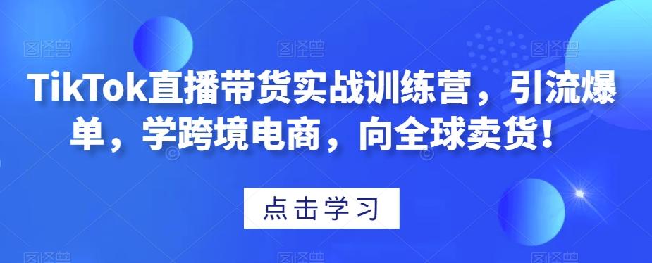 TikTok直播带货实战训练营，引流爆单，学跨境电商，向全球卖货！-康仁安资源