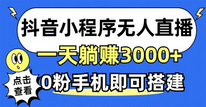 抖音小程序无人直播，一天躺赚3000+，0粉手机可搭建，不违规不限流，小...-康仁安资源