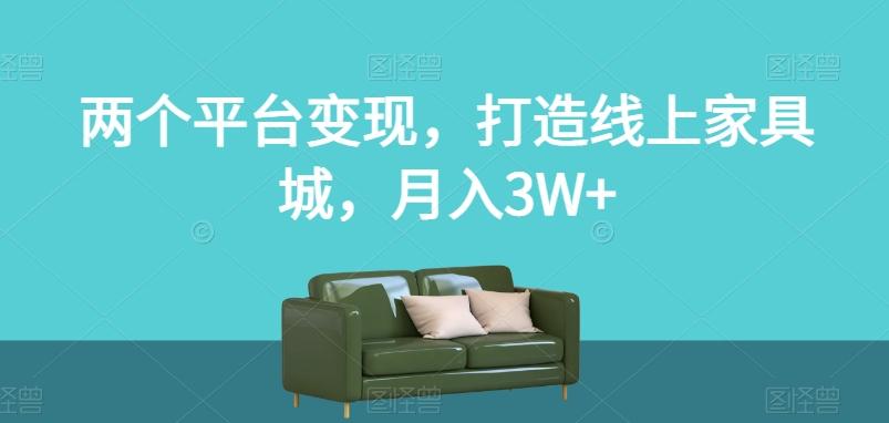 两个平台变现，打造线上家具城，月入3W+【揭秘】-康仁安资源