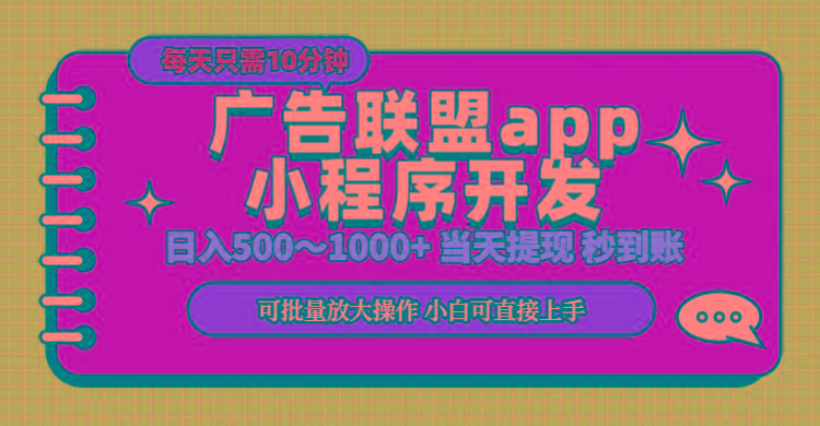 小程序开发 广告赚钱 日入500~1000+ 小白轻松上手！-康仁安资源