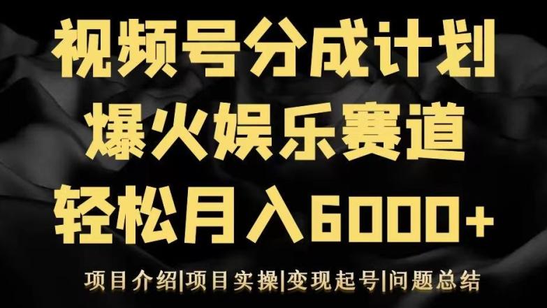视频号创作分成计划之娱乐赛道轻松日入500+-康仁安资源