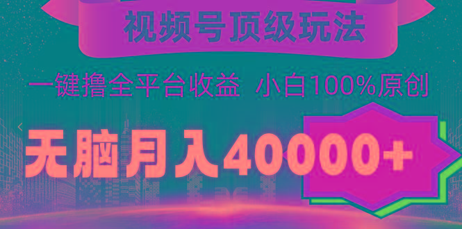(9281期)视频号顶级玩法，无脑月入40000+，一键撸全平台收益，纯小白也能100%原创-康仁安资源