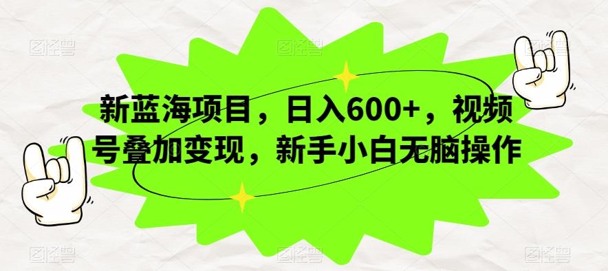 新蓝海项目，日入600+，视频号叠加变现，新手小白无脑操作【揭秘】-康仁安资源