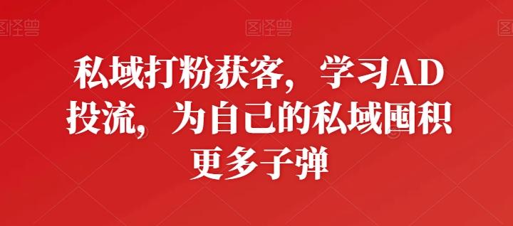 私域打粉获客，学习AD投流，为自己的私域囤积更多子弹-康仁安资源