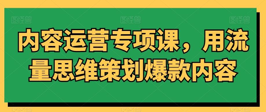 内容运营专项课，用流量思维策划爆款内容-康仁安资源