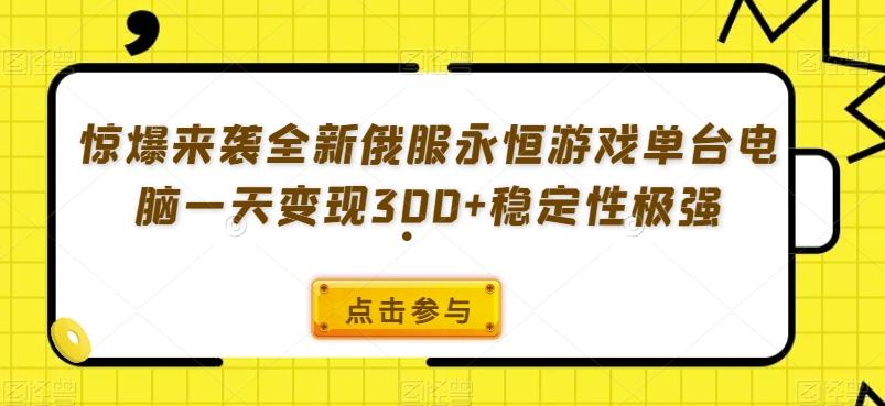 惊爆来袭全新俄服永恒游戏单台电脑一天变现300+稳定性极强-康仁安资源