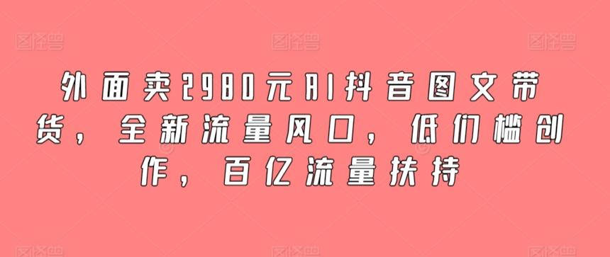 外面卖2980元AI抖音图文带货，全新流量风口，低们槛创作，百亿流量扶持-康仁安资源