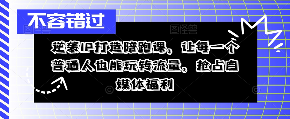 逆袭IP打造陪跑课，让每一个普通人也能玩转流量，抢占自媒体福利-康仁安资源