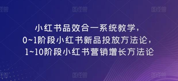 小红书品效合一系统教学，​0~1阶段小红书新品投放方法论，​1~10阶段小红书营销增长方法论-康仁安资源