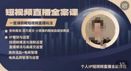 高品质IP短视频直播全案课程，一堂课俯瞰短视频直播玩法-康仁安资源