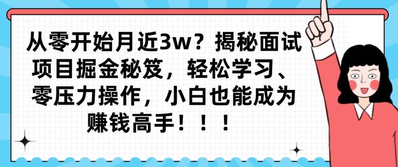 从零开始月近3w？揭秘面试项目掘金秘笈，轻松学习、零压力操作，小白也能成为赚钱高手-康仁安资源
