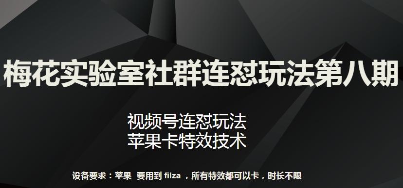 梅花实验室社群连怼玩法第八期，视频号连怼玩法 苹果卡特效技术【揭秘】-康仁安资源