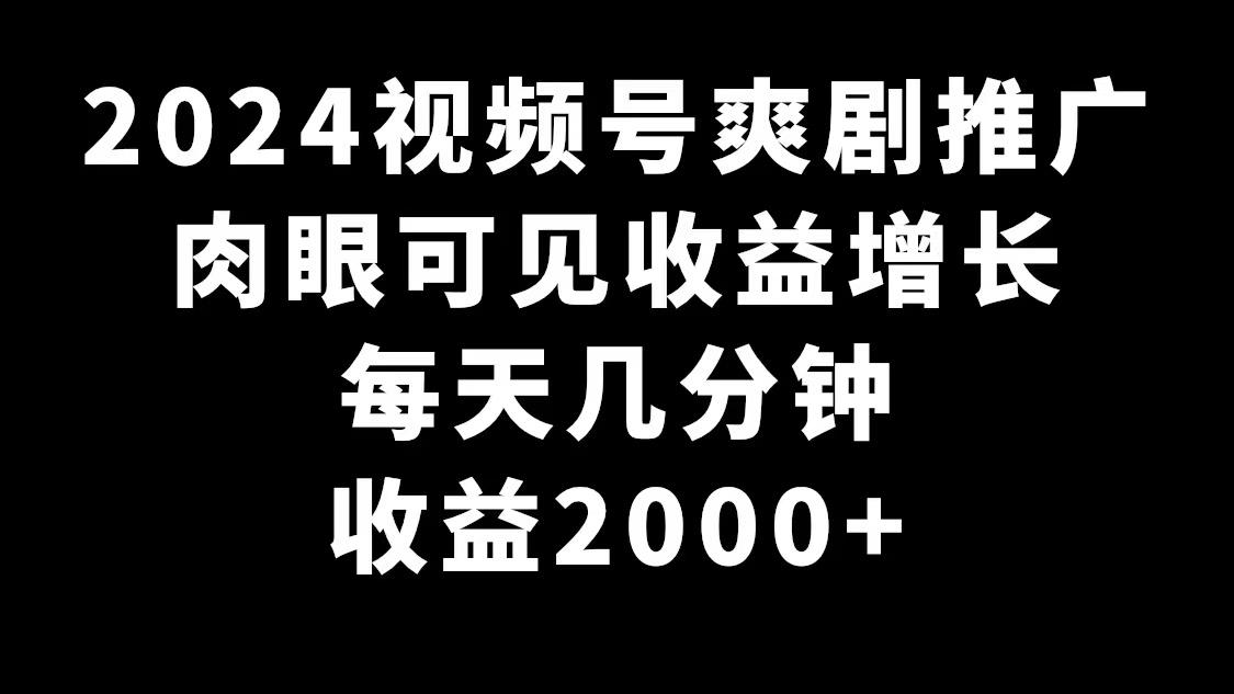 2024视频号爽剧推广，肉眼可见的收益增长，每天几分钟收益2000+-康仁安资源