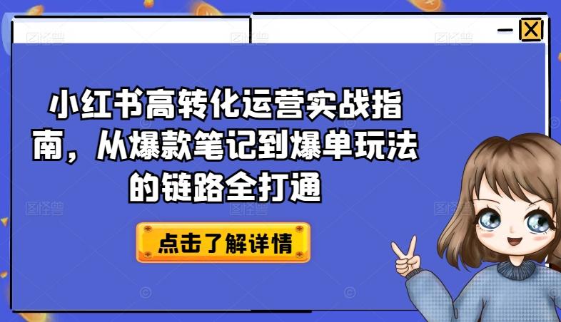 小红书高转化运营实战指南，从爆款笔记到爆单玩法的链路全打通-康仁安资源