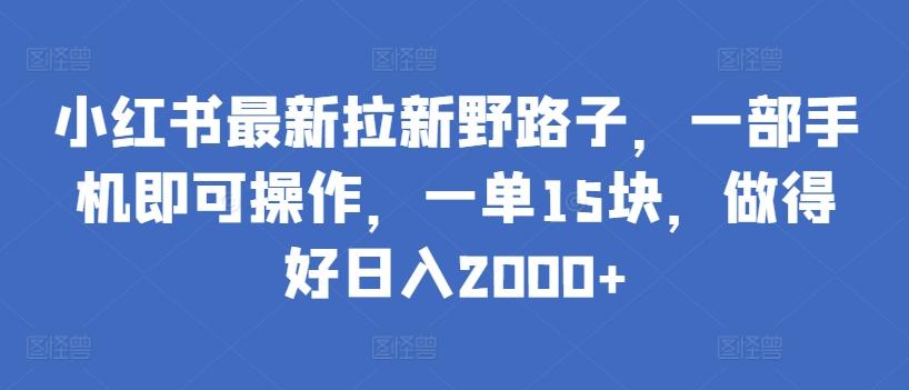 小红书最新拉新野路子，一部手机即可操作，一单15块，做得好日入2000+【揭秘】-康仁安资源