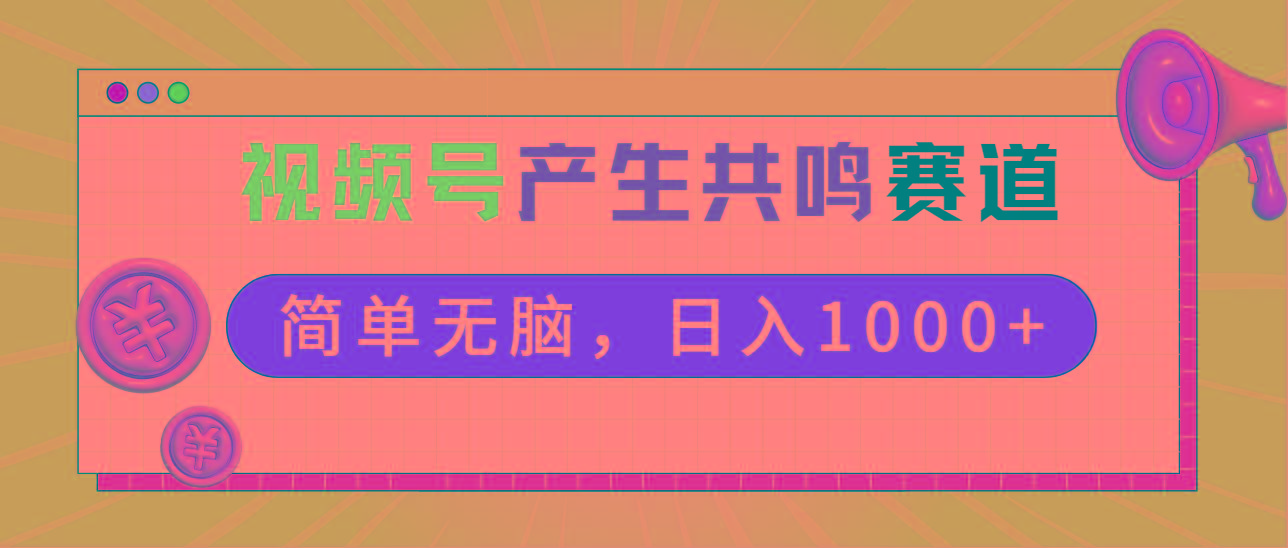 2024年视频号，产生共鸣赛道，简单无脑，一分钟一条视频，日入1000+-康仁安资源