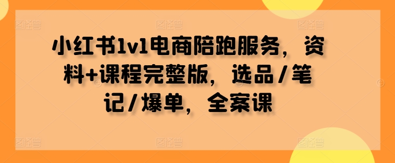 小红书1v1电商陪跑服务，资料+课程完整版，选品/笔记/爆单，全案课-康仁安资源