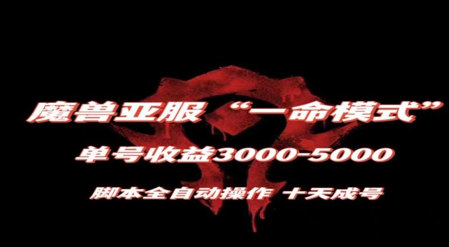 魔兽亚服一命模式，10天成号-单号3千-5千，脚本全自动操作，保姆级教学【揭秘】-康仁安资源