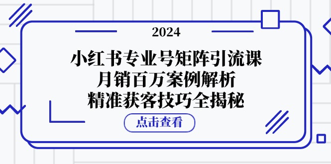 小红书专业号矩阵引流课，月销百万案例解析，精准获客技巧全揭秘-康仁安资源
