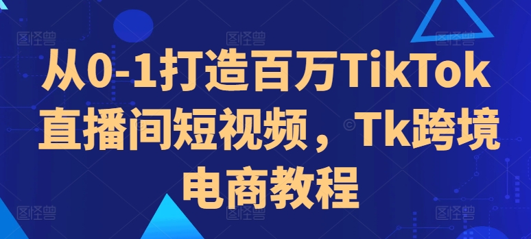 从0-1打造百万TikTok直播间短视频，Tk跨境电商教程-康仁安资源