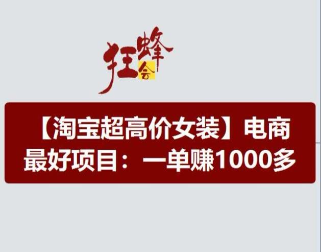 淘宝超高价女装项目，电商最好赛道，一单赚1000多-康仁安资源