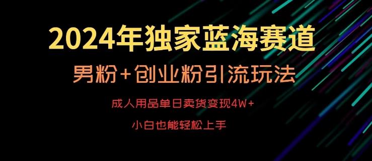 2024年独家蓝海赛道，成人用品单日卖货变现4W+，男粉+创业粉引流玩法，不愁搞不到流量【揭秘】-康仁安资源