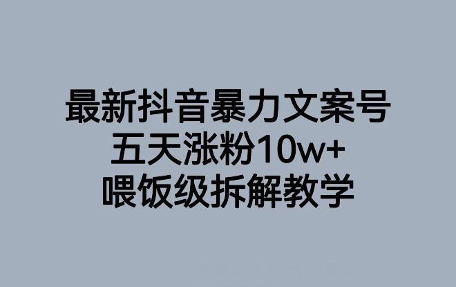 最新抖音暴力文案号，五天涨粉10w+，喂饭级拆解教学-康仁安资源