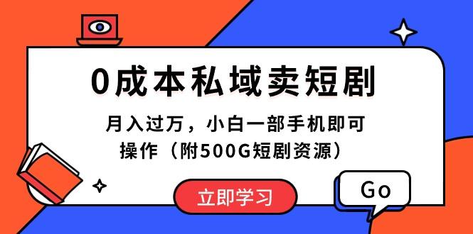 0成本私域卖短剧，月入过万，小白一部手机即可操作(附500G短剧资源-康仁安资源