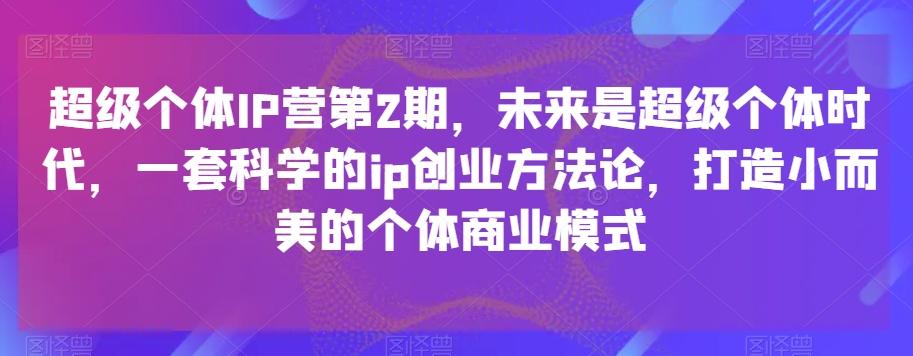 超级个体IP营第2期，未来是超级个体时代，一套科学的ip创业方法论，打造小而美的个体商业模式-康仁安资源