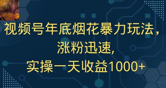 视频号年底烟花暴力玩法，涨粉迅速,实操一天收益1000+-康仁安资源