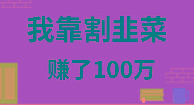 我靠割韭菜赚了 100 万-康仁安资源