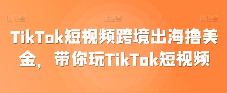 TikTok短视频跨境出海撸美金，带你玩TikTok短视频-康仁安资源