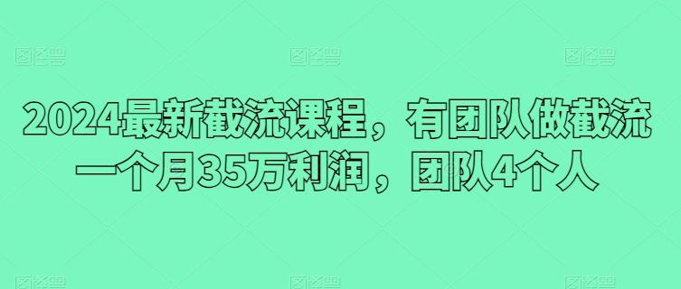 2024最新截流课程，有团队做截流一个月35万利润，团队4个人-康仁安资源