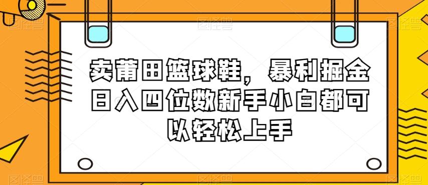 卖莆田篮球鞋，暴利掘金日入四位数新手小白都可以轻松上手【揭秘】-康仁安资源