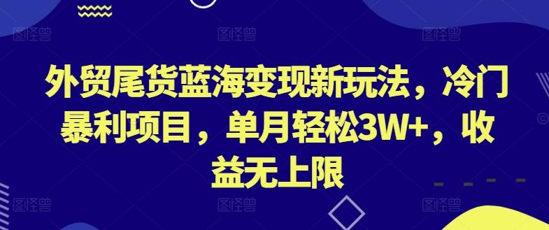 外贸尾货蓝海变现新玩法，冷门暴利项目，单月轻松3W+，收益无上限【揭秘】-康仁安资源