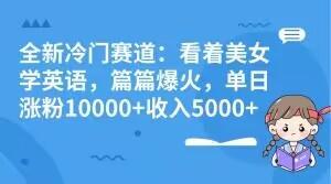 全新冷门赛道：看着美女学英语，篇篇爆火，单日涨粉10000+收入5000+-康仁安资源