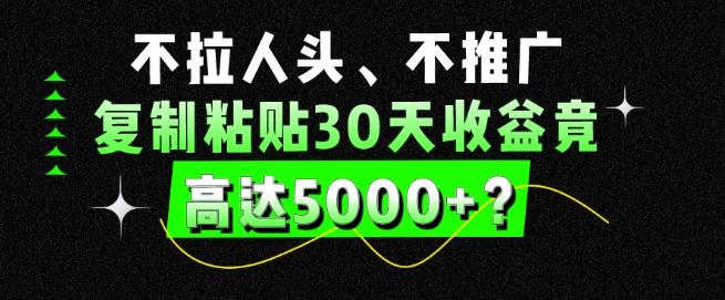 不拉人头、不推广，复制粘贴30天收益竟高达5000+？-康仁安资源