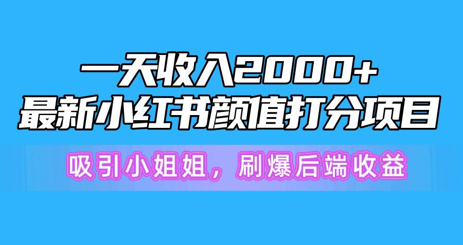 一天收入2000+，最新小红书颜值打分项目，吸引小姐姐，刷爆后端收益-康仁安资源