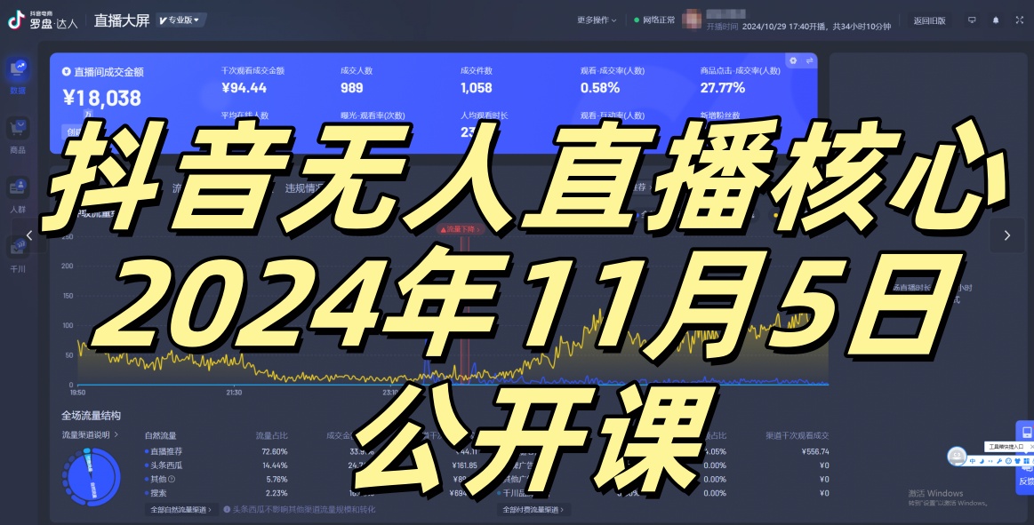 抖音无人直播核心公开课，咸鱼翻身小白可做带有睡后收入月入过万太简单【揭秘】-康仁安资源