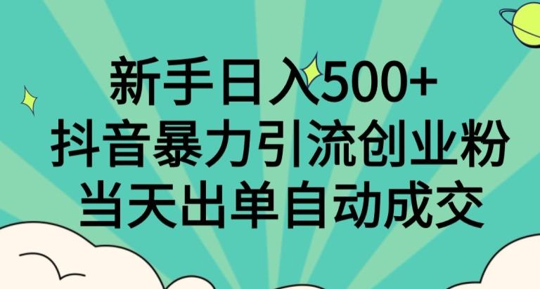 新手日入500+，抖音暴力引流创业粉，当天出单自动成交-康仁安资源