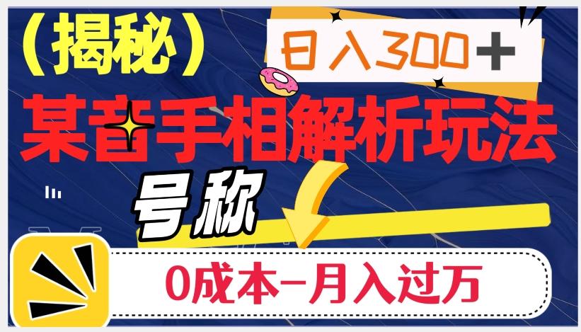 日入300+的，抖音手相解析玩法，号称0成本月入过万（揭秘）-康仁安资源
