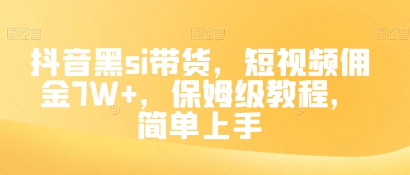 抖音黑si带货，短视频佣金7W+，保姆级教程，简单上手【揭秘】-康仁安资源