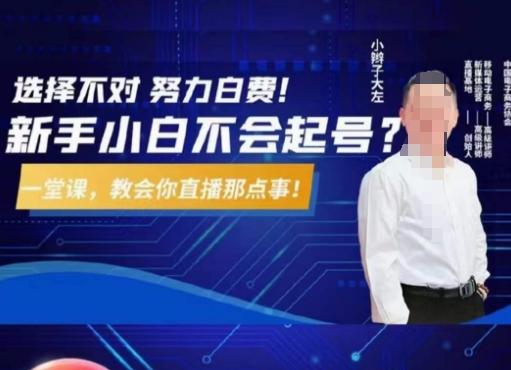 大左教您从0到1做直播带货，选择不对，努力白费，5小时课程搞定那点事，解决你起号问题-康仁安资源