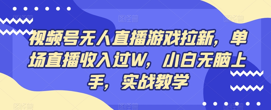 视频号无人直播游戏拉新，单场直播收入过W，小白无脑上手，实战教学-康仁安资源
