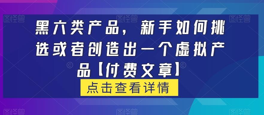 黑六类虚拟产品，新手如何挑选或者创造出一个虚拟产品【付费文章】-康仁安资源