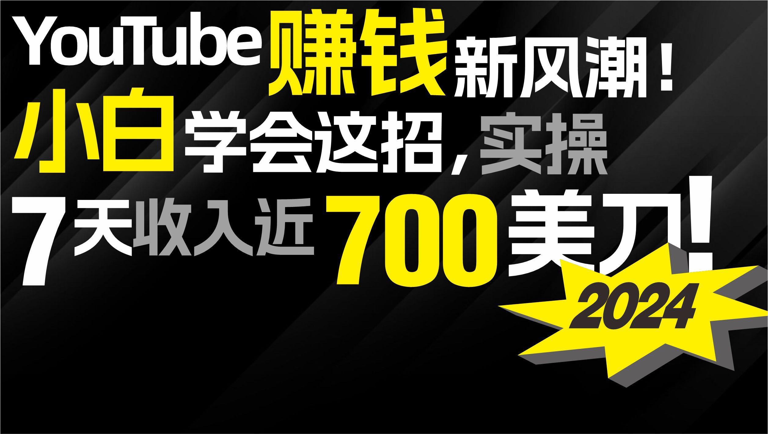 (9647期)2024 YouTube赚钱新风潮！小白学会这招，7天收入近7百美金！-康仁安资源